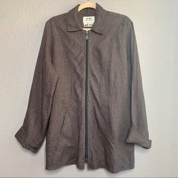 Flax Jackets & Blazers - Flax Linen Jacket Zip Up Pockets Size Large